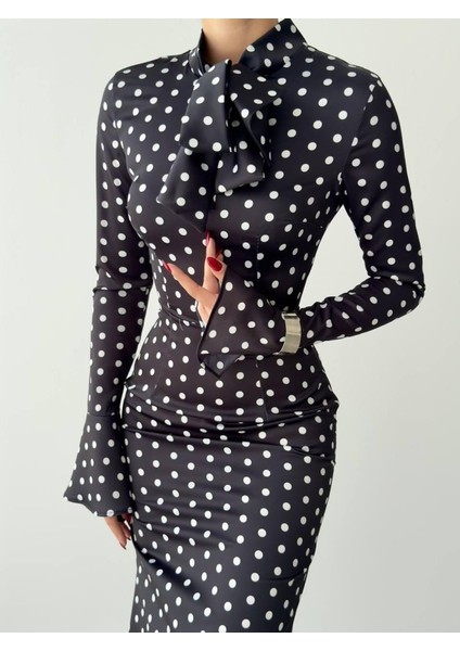 Mottisfashion Potenza Puantiyeli Elbise