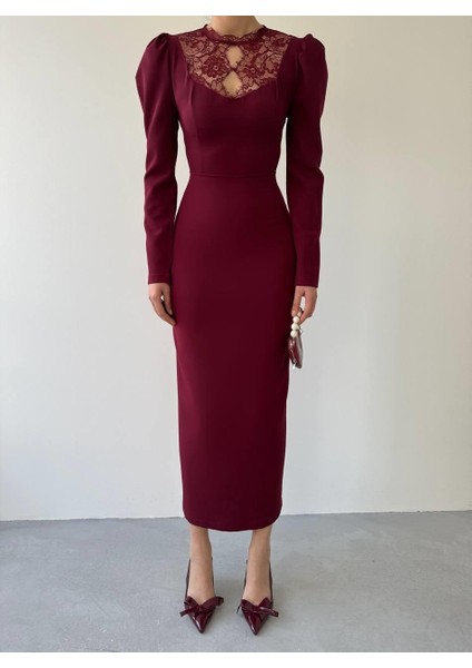 Mottisfashion Port Dantel Detay Elbise