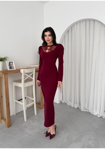 Mottisfashion Port Dantel Detay Elbise