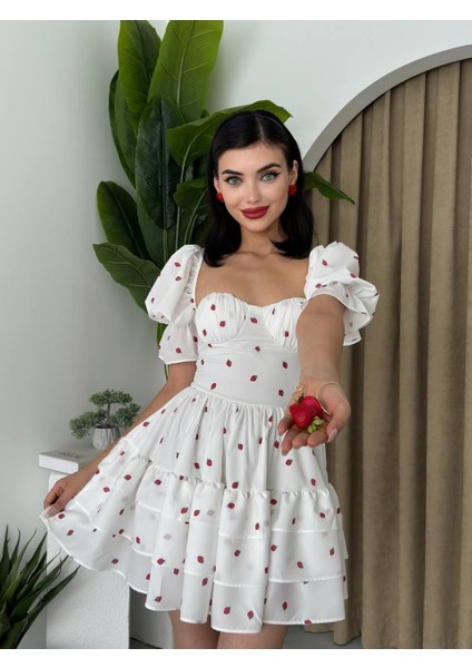 Mottisfashion Beyaz Mini Elbise