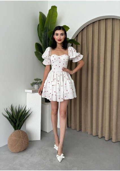 Mottisfashion Beyaz Mini Elbise modelleri