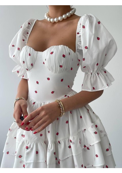 Mottisfashion Beyaz Mini Elbise