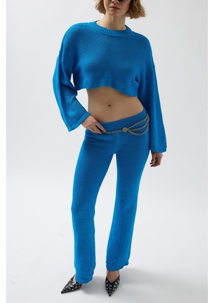 Mottisfashion Oversize Triko Bluz Pantolon Takım