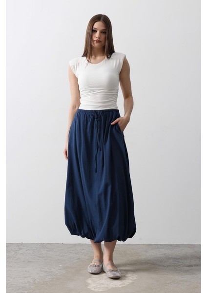 Mottisfashion Beli Bağlamalı Balon Etek - Indigo fiyatları