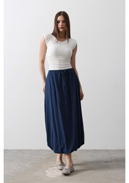 Mottisfashion Beli Bağlamalı Balon Etek - Indigo fırsatları