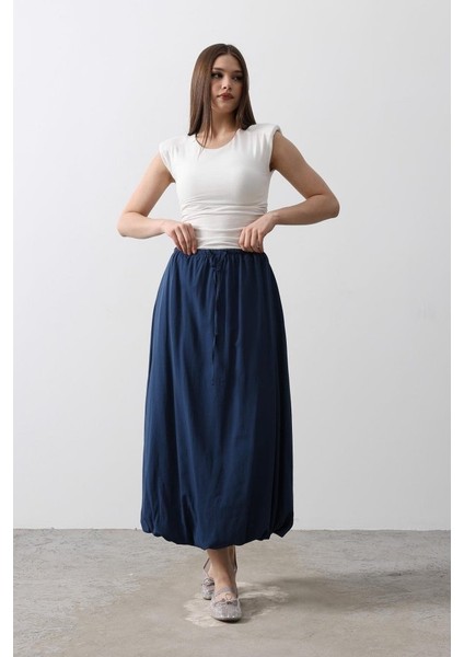 Mottisfashion Beli Bağlamalı Balon Etek - Indigo indirimleri