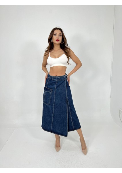 Mottisfashion 6522 Kot Etek-Mavi