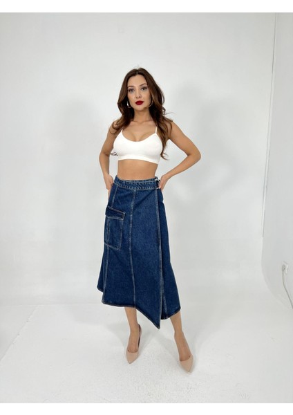 Mottisfashion 6522 Kot Etek-Mavi