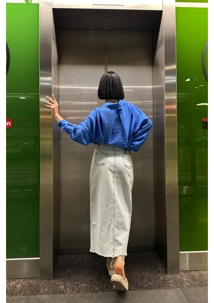 Mottisfashion Kar Yıkama Yırtmaçlı Kot Etek modelleri