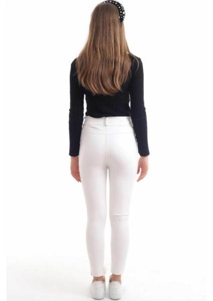 Mottisfashion Beyaz Taş Işlemeli Deri Tayt fırsatları