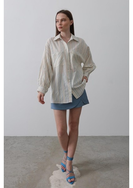 Mottisfashion Gömlek - Bej Mavi