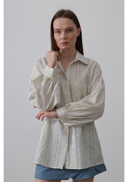 Mottisfashion Gömlek - Bej Mavi fırsatları