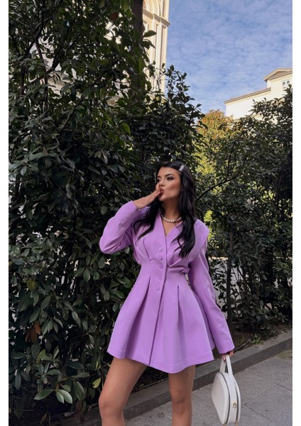 Mottisfashion Ceket Elbise Pens Detaylı - Lila fiyatları