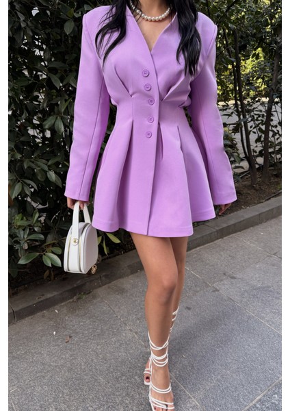 Mottisfashion Ceket Elbise Pens Detaylı - Lila modelleri
