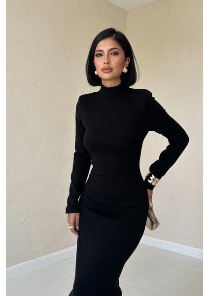 Mottisfashion Siyah Eteği Garnili Triko Elbise fiyatları