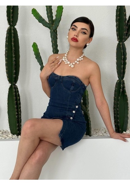 Mottisfashion Nerg Düğme Detaylı Elbise indirimleri