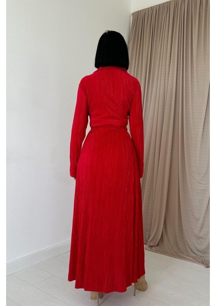 Mottisfashion Kırmızı Fitilli Gömlek ve Uzun Etek Takım fırsatları