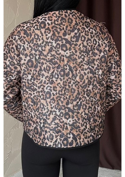 Mottisfashion Leopar Leopar Desenli Kapitone Ceket modelleri