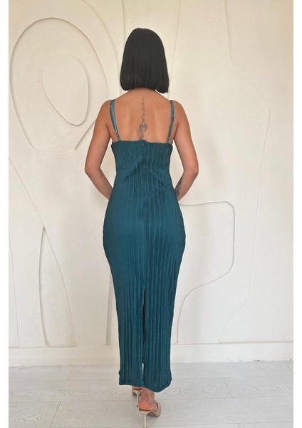 Mottisfashion Zümrüt Piliseli Halter Boyun Elbise fırsatları