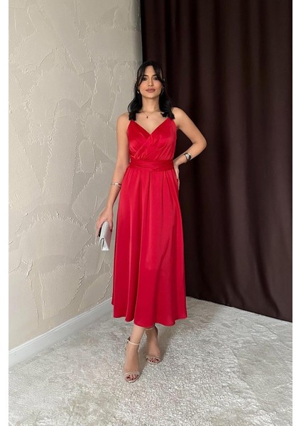 Mottisfashion Kırmızı Taş Askılı Prenses Elbise fiyatları