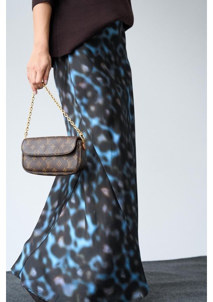 Mottisfashion Uzun Saten Etek - Siyah-Mavi modelleri