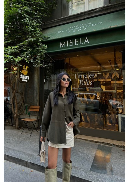 Mottisfashion Süet Gömlek - Haki fırsatları