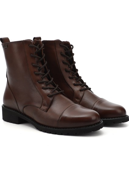 Kadın Kahve Fermuarlı Kauçuk Taban Hakiki Deri Postal Bot modelleri