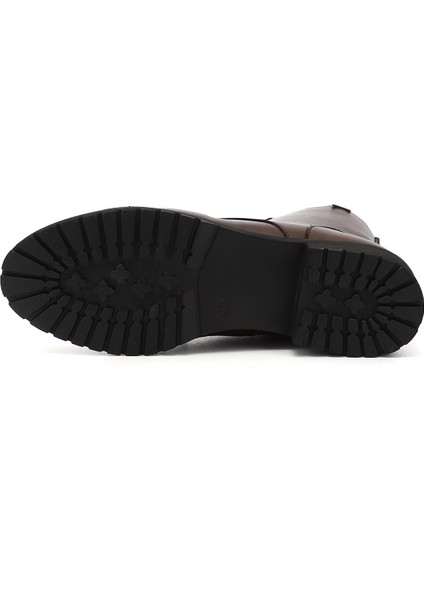 Kadın Kahve Fermuarlı Kauçuk Taban Hakiki Deri Postal Bot indirimleri