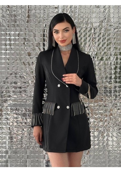 Mottisfashion Girona Taşlı Ceket Elbise modelleri