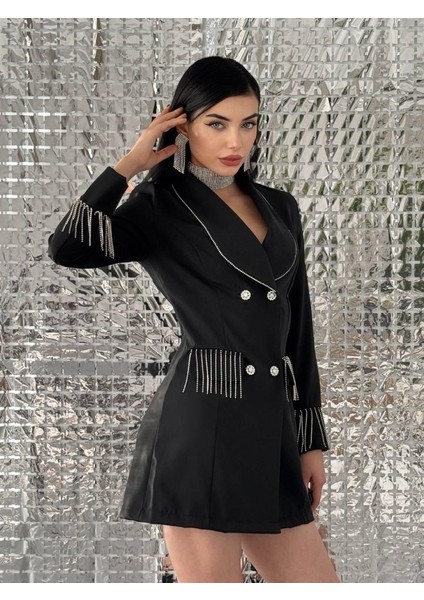 Mottisfashion Girona Taşlı Ceket Elbise