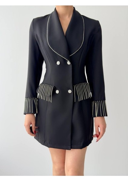 Mottisfashion Girona Taşlı Ceket Elbise