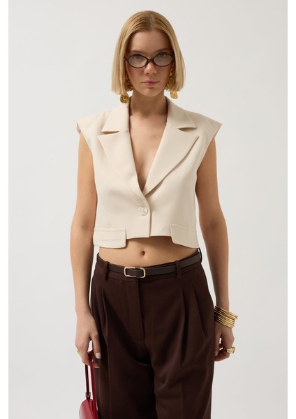 Mottisfashion Düğme Detay Cepli Yelek