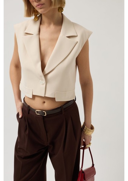 Mottisfashion Düğme Detay Cepli Yelek