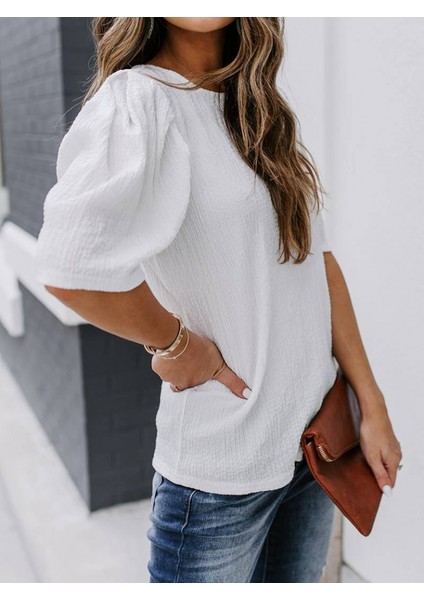 Mottisfashion Kadın Kısa Kollu Pileli Balın Kol Bürümcük Bluz fiyatları