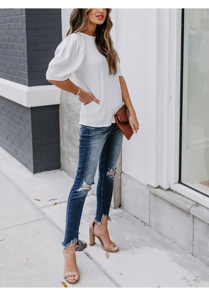 Mottisfashion Kadın Kısa Kollu Pileli Balın Kol Bürümcük Bluz fırsatları