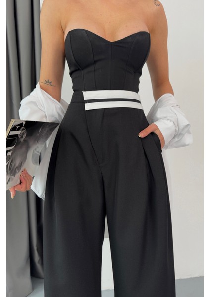 Mottisfashion Pantolon Bel Şerit Detaylı - Siyah fırsatları