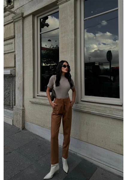 Mottisfashion Süet Pantolon Pensli - Taba modelleri