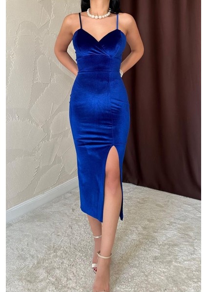 Mottisfashion Saks Kadife Elbise