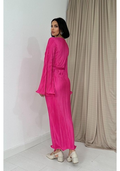 Mottisfashion Fuşya Ispanyol Kol Piliseli Elbise fırsatları