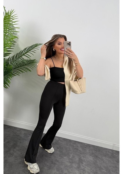 Mottisfashion Kadın Amazon Kumaş Çımalı Tayt