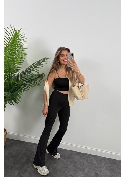 Mottisfashion Kadın Amazon Kumaş Çımalı Tayt