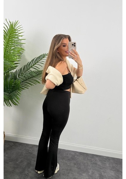 Mottisfashion Kadın Amazon Kumaş Çımalı Tayt