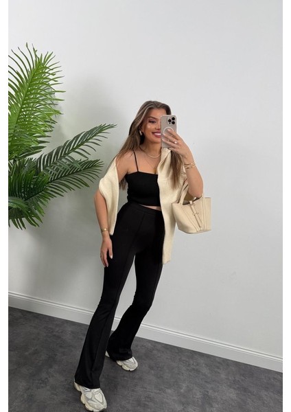 Mottisfashion Kadın Amazon Kumaş Çımalı Tayt