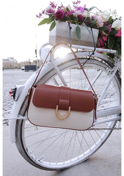 Soft Krem Kahverengi Kadın Ayarlanabilir Askılı Mıknatıs ve Fermuar Kapamalı El-Omuz Çantası 263