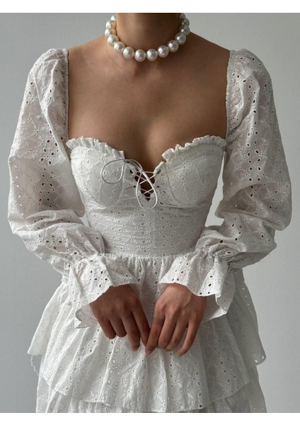 Mottisfashion Oxfo Göğüs Bağlamalı Elbise