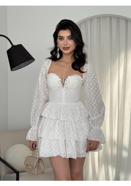 Mottisfashion Oxfo Göğüs Bağlamalı Elbise