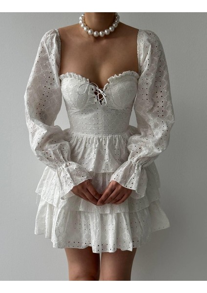 Mottisfashion Oxfo Göğüs Bağlamalı Elbise