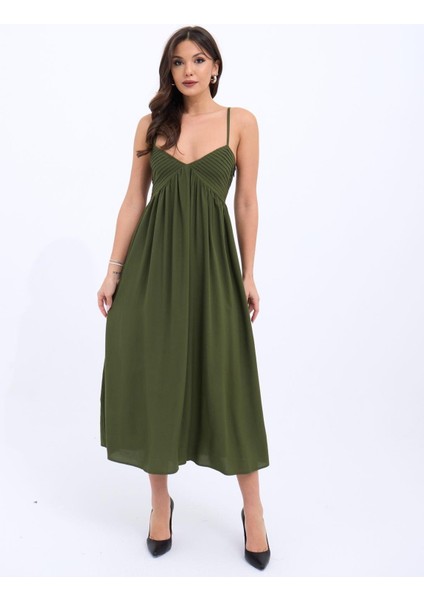 Mottisfashion 7322 Elbise-Haki fırsatları