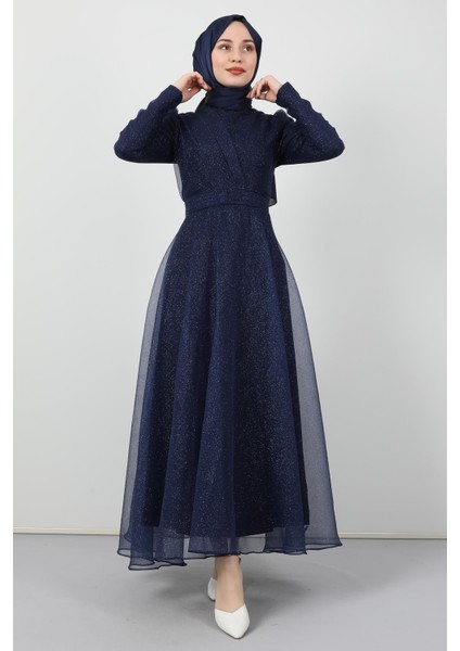 Alara Tesettür Abiye Lacivert modelleri