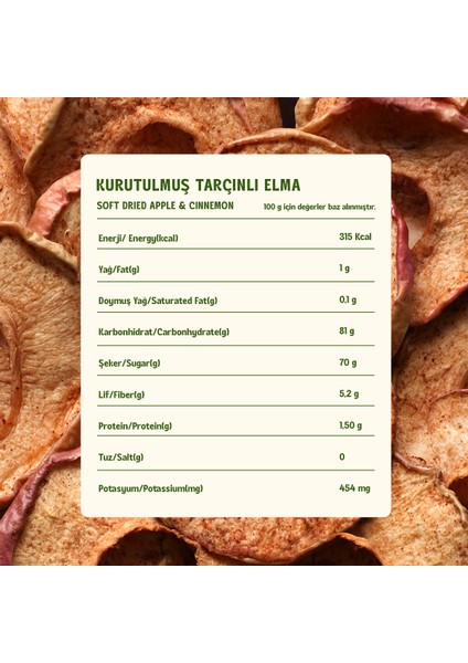 Kurutulmuş Tarçınlı Elma - Soft Dried - Atıştırmalık Kuru Meyve 3 x 50 gr indirimleri